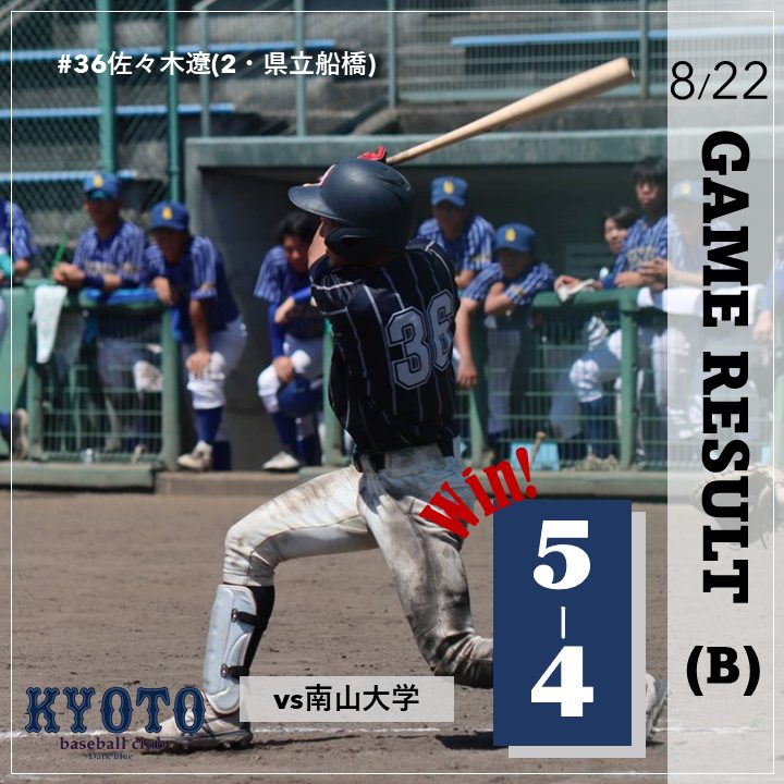 【試合結果】8/22 令和6年度夏季オープン戦 W vs 南山大学