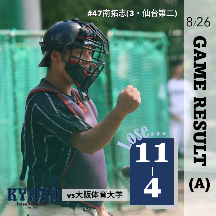 【試合結果】8/26 令和6年度夏季オープン戦 A vs 大阪体育大学